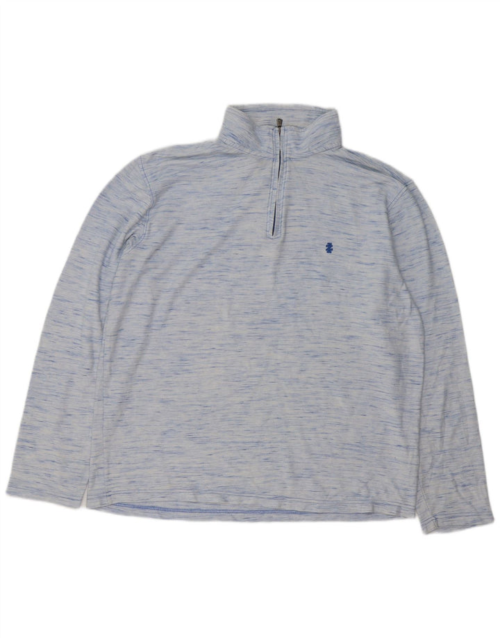 IZOD Pull à col zippé pour homme - Haut de survêtement XL en coton moucheté bleu