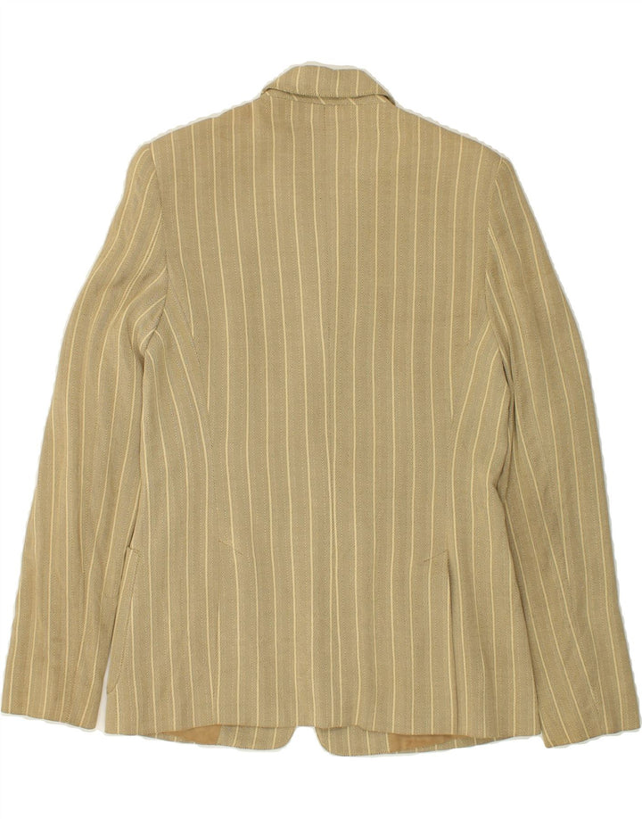 BYBLOS Womens 3 Button Blazer Jacket IT 42 Medium Beige Striped Vintage Byblos and Second-Hand Byblos from Messina Hembry 