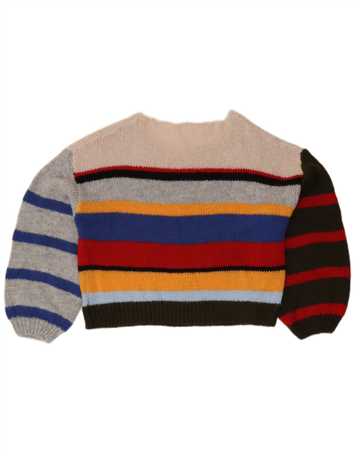 VINTAGE Pull col bateau femme UK 14 Large Multicolore