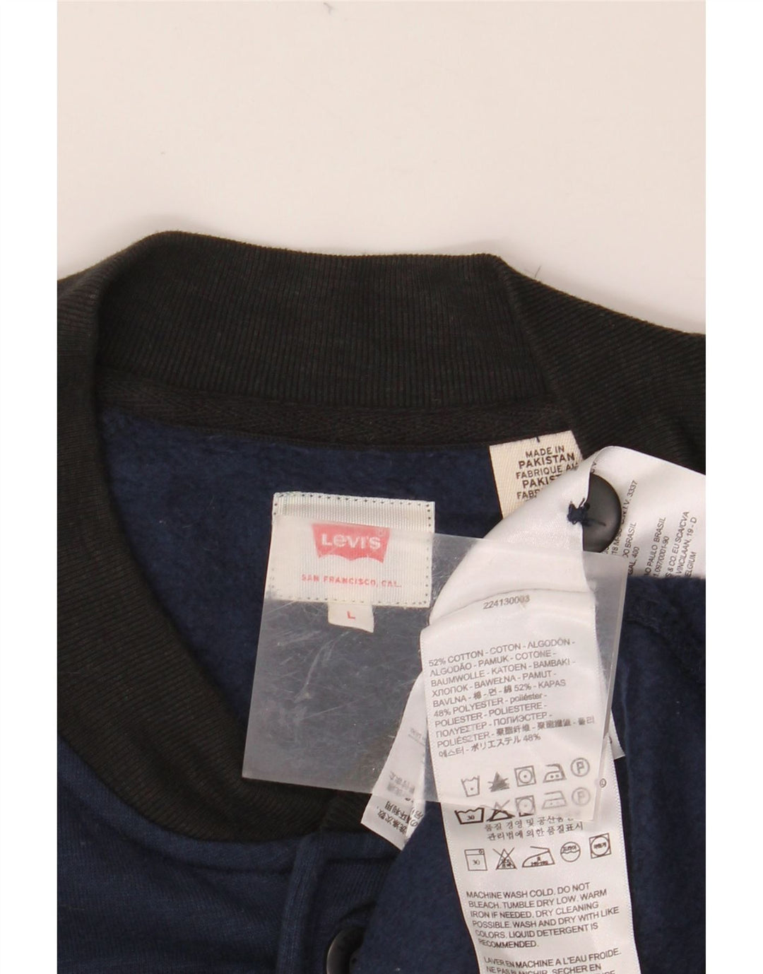 LEVI'S Veste Varsity Homme UK 40 Large Bleu Marine Colorblock Coton