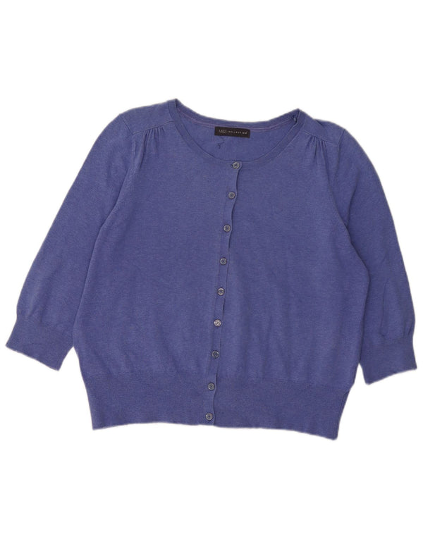 Marks & Spencer Cardigan court à manches 3/4 pour femme UK 18 XL Bleu