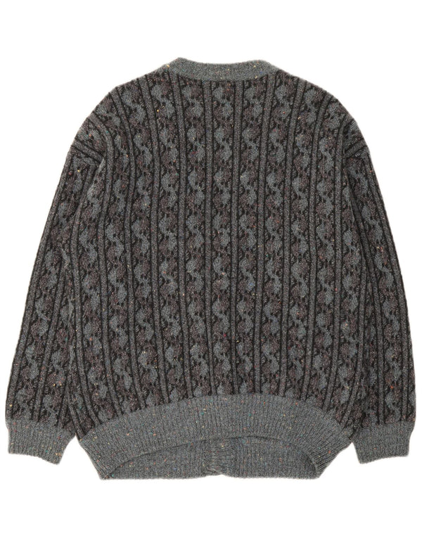 Ranger Cardigan Homme Pull IT 52 Large Gris Géométrique Laine