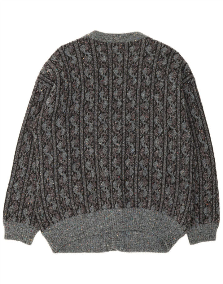 Ranger Cardigan Homme Pull IT 52 Large Gris Géométrique Laine
