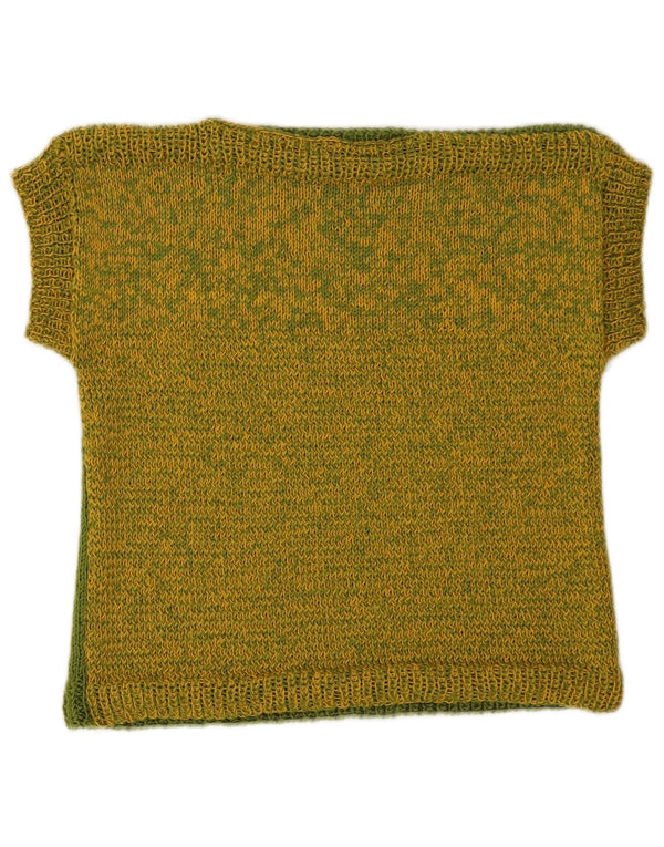 vintage Womens Vest Tank Top UK 8 Petit Vert Moucheté