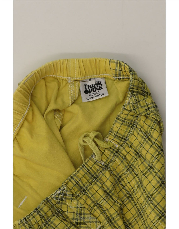Think Pink Short Chino Homme Petit W29 Coton à Carreaux Jaune