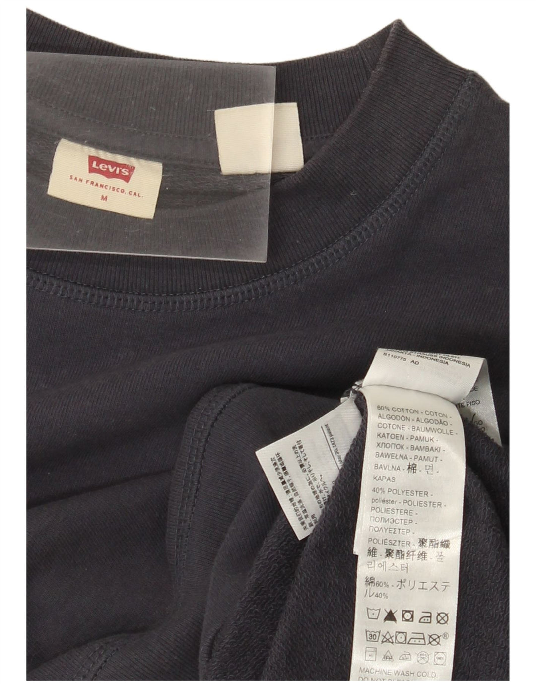 Levi's Sweat-Shirt Graphique Femme UK 14 Bleu Marine Moyen Coton