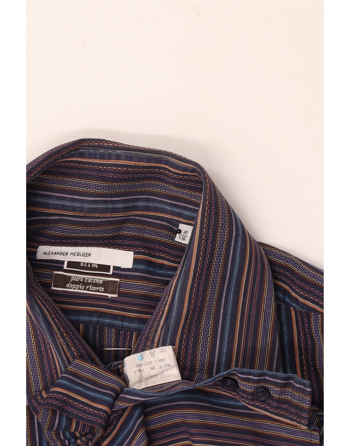 Alexander Mcqueen Chemise Slim Homme Taille 41 16 Large Rayé Multicolore