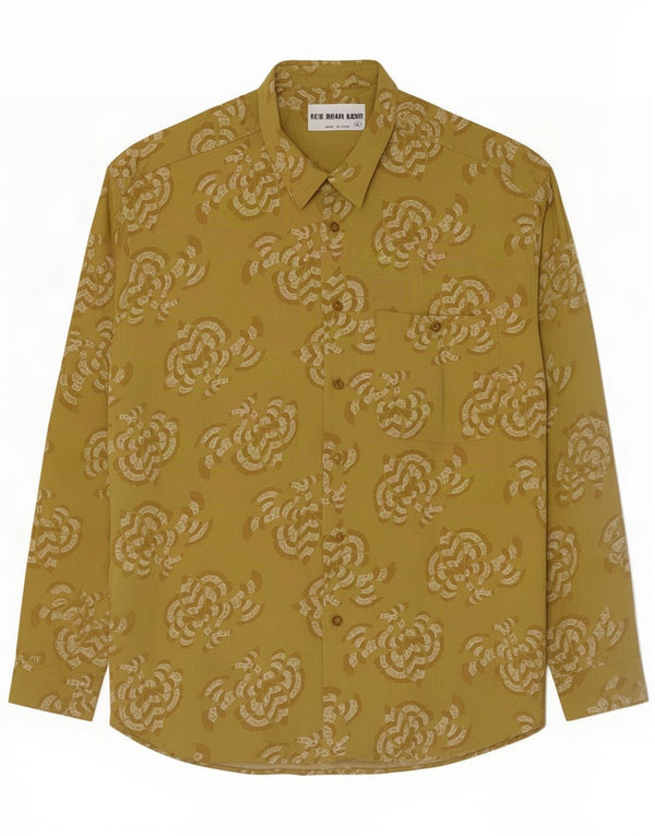 Chemise homme vintage XL Vert Floral Viscose