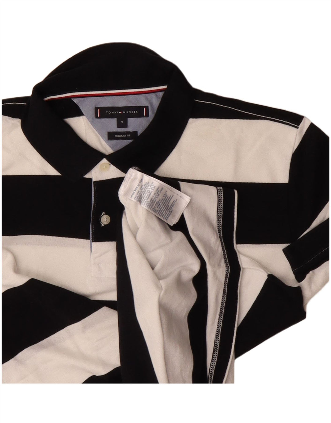 Tommy Hilfiger Polo Regular Fit Homme Coton Rayé Noir Moyen