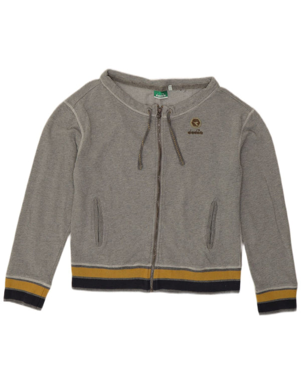 Diadora Veste de survêtement courte pour femme UK 14 Gris moyen Colourblock