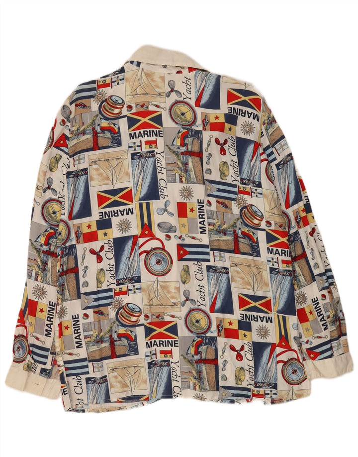 vintage Womens Abstract Graphic Shirt Blouse UK 16 Grand Multicolore