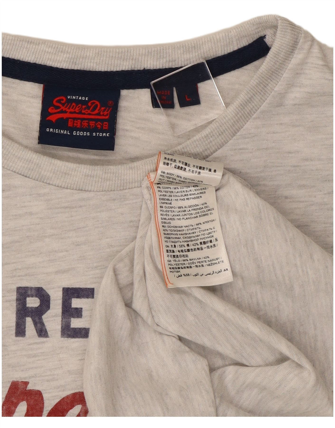 Superdry Haut graphique à manches longues pour homme en coton moucheté gris grand