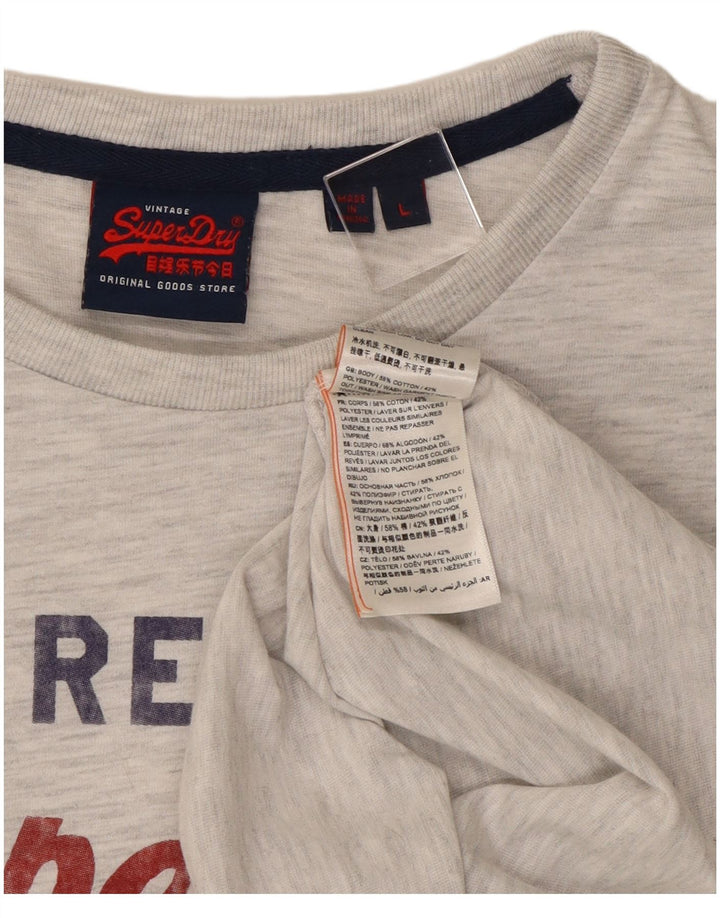 Superdry Haut graphique à manches longues pour homme en coton moucheté gris grand