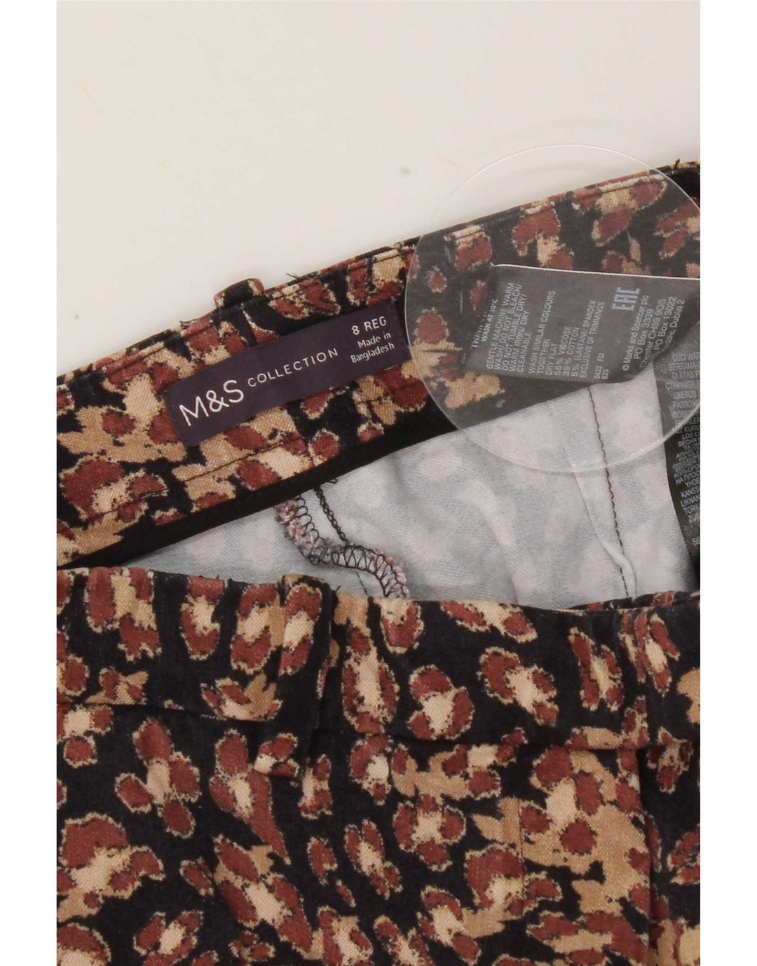 Marks & Spencer Pantalon décontracté à motif abstrait pour femme UK 8 Small W26 L25