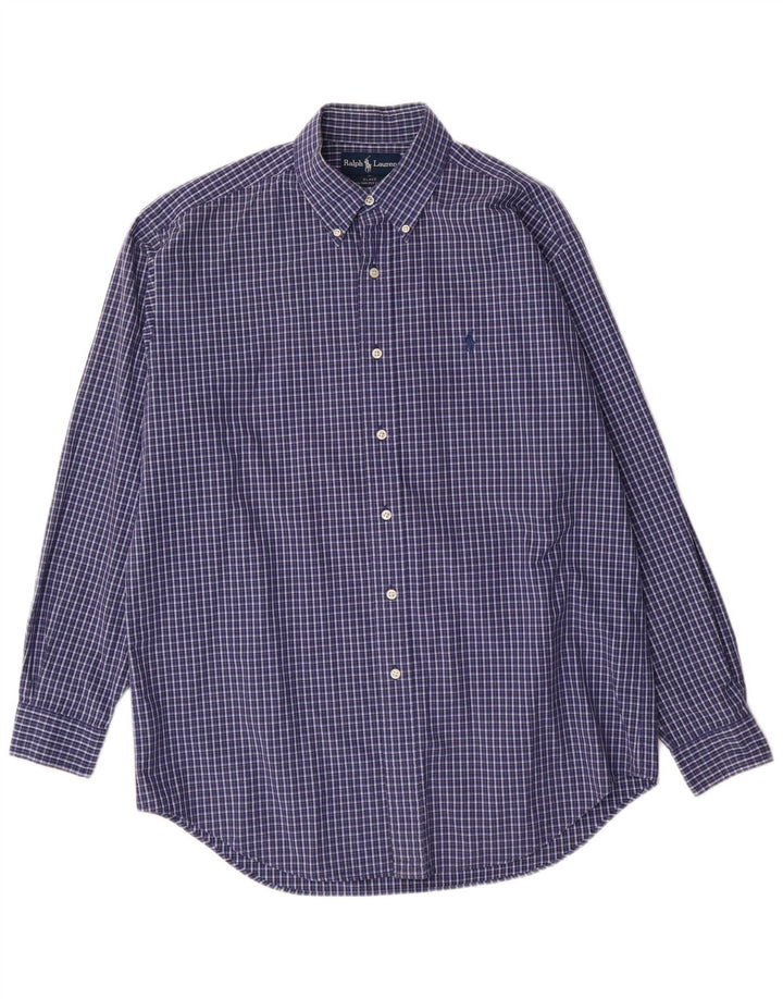 Ralph Lauren Chemise décontractée Blake pour homme en coton à carreaux bleu moyen