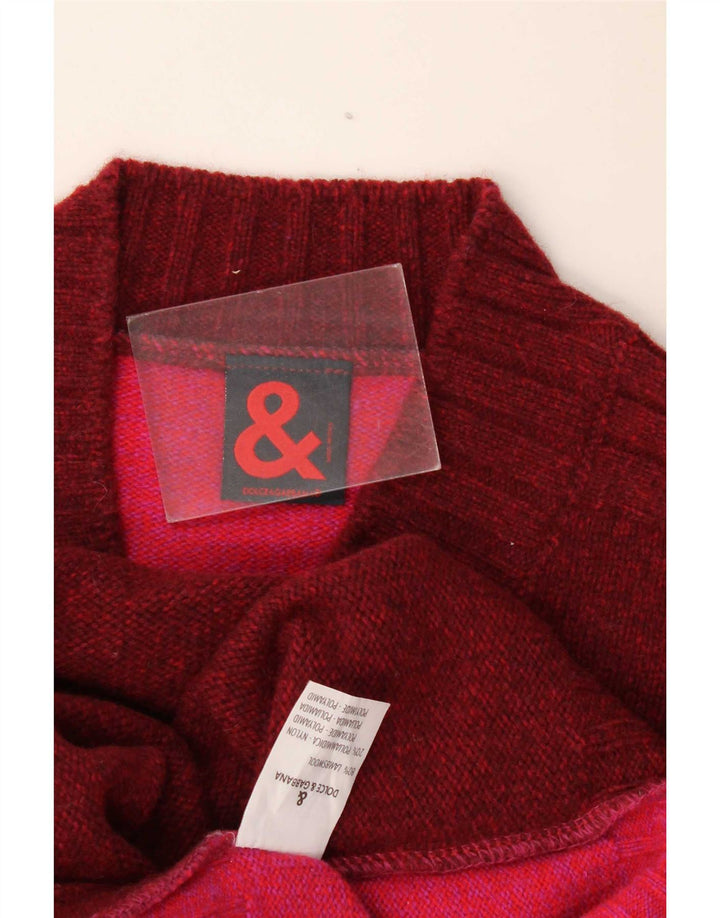 Dolce & Gabbana Pull col en V pour femme IT 44 Bordeaux moyen