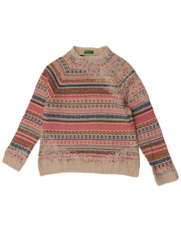Benetton Pull à col roulé pour femme UK 14 Medium Multicolore