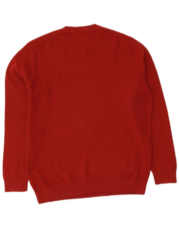 Massimo Dutti Pull à col rond pour homme en coton bordeaux moyen