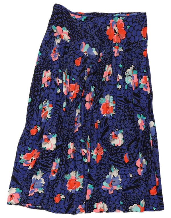 LIBRA Jupe midi femme UK 14 Medium W30 Bleu Floral Viscose