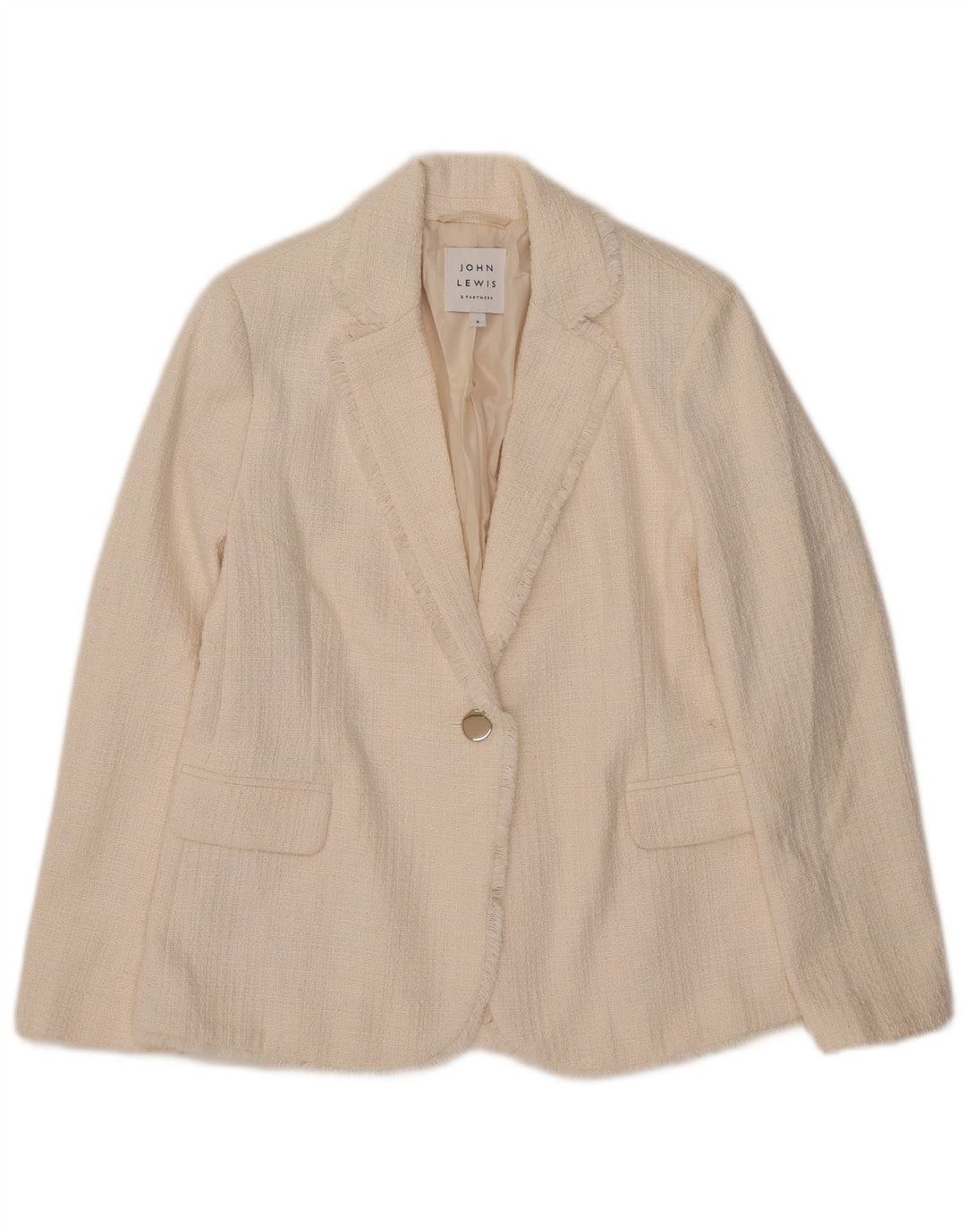 John Lewis Veste blazer à 1 bouton pour femme UK 10 Petit coton blanc