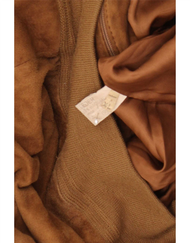 vintage Mens Suede Bomber Jacket UK 42 XL Cuir Marron