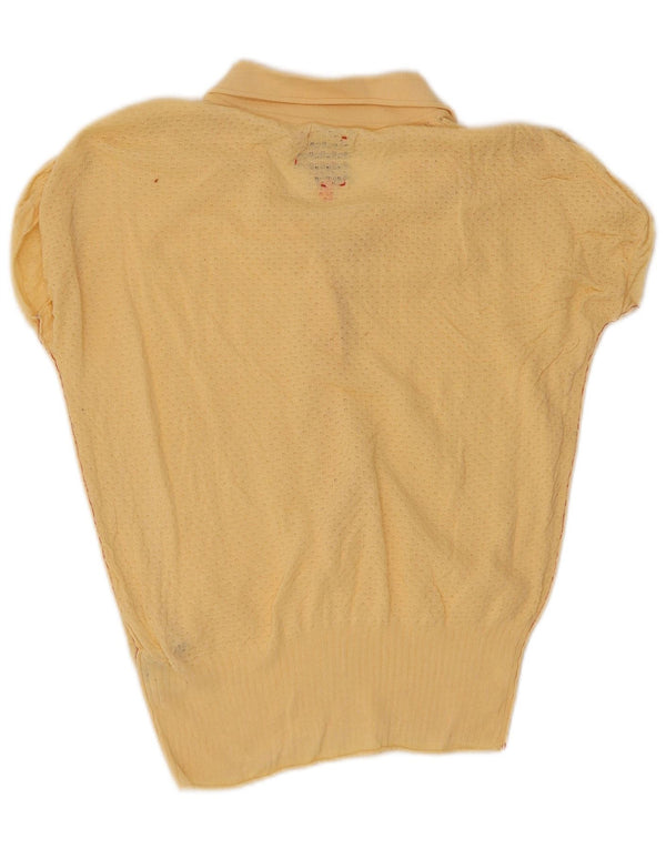 Hugo Boss Pull à manches courtes et col polo pour femme UK 14 Large Jaune