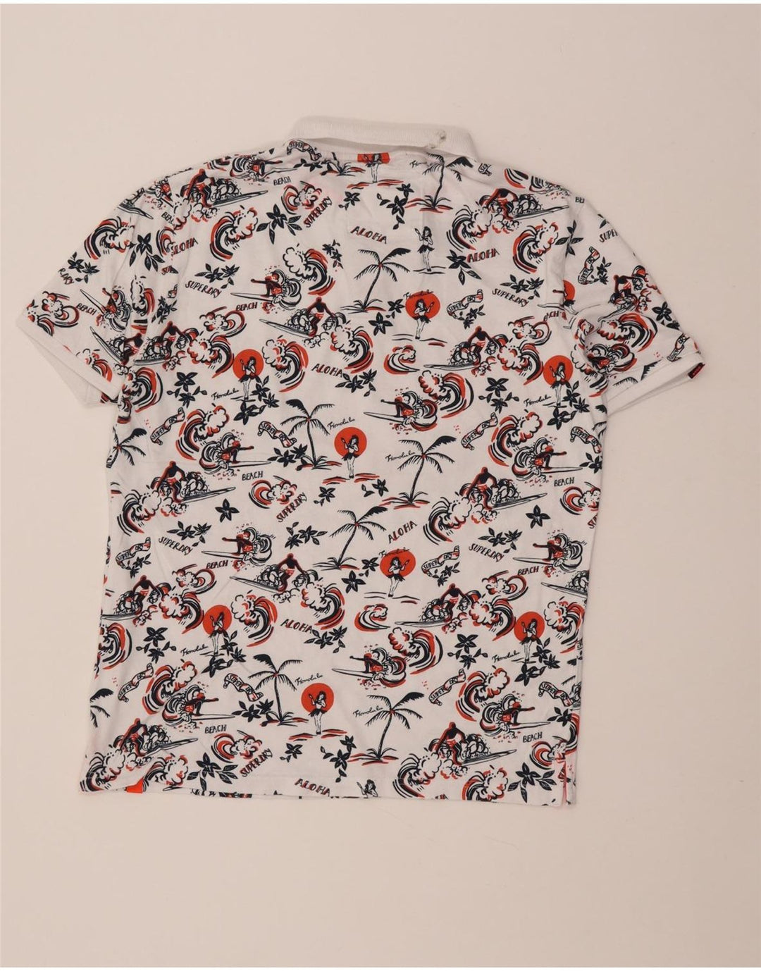 Superdry Polo Hawaïen XL Coton Blanc Homme
