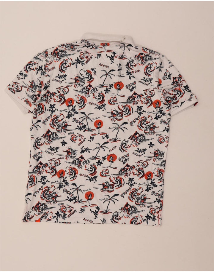 Superdry Polo Hawaïen XL Coton Blanc Homme
