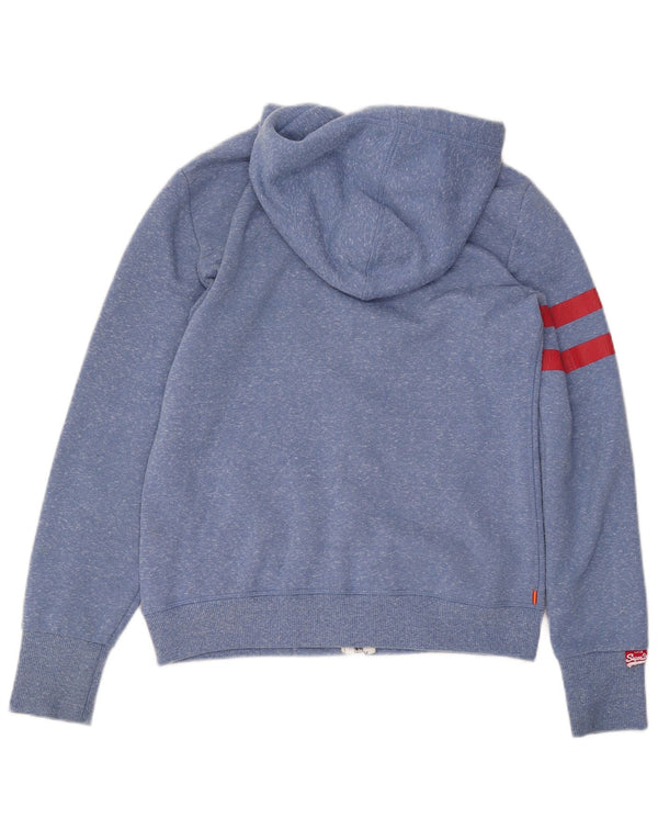 SUPERDRY Pull à capuche zippé Track & Field pour femme UK 14 Bleu moyen moucheté