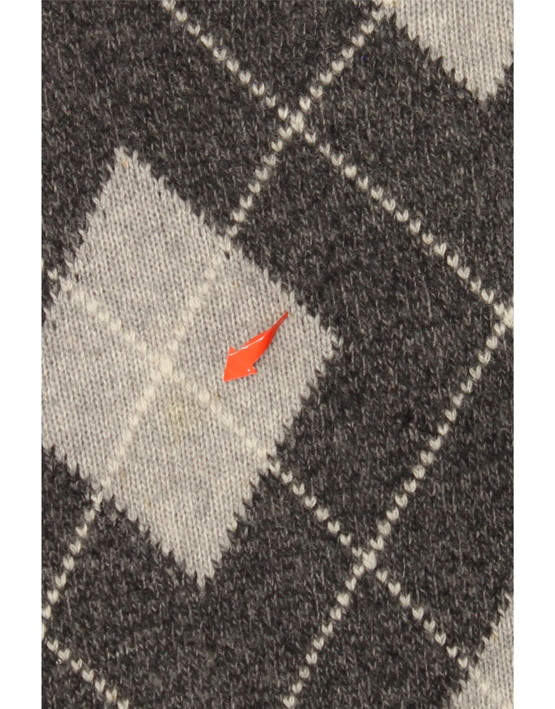 BENETTON Pull col V pour homme en laine gris à losanges/diamants