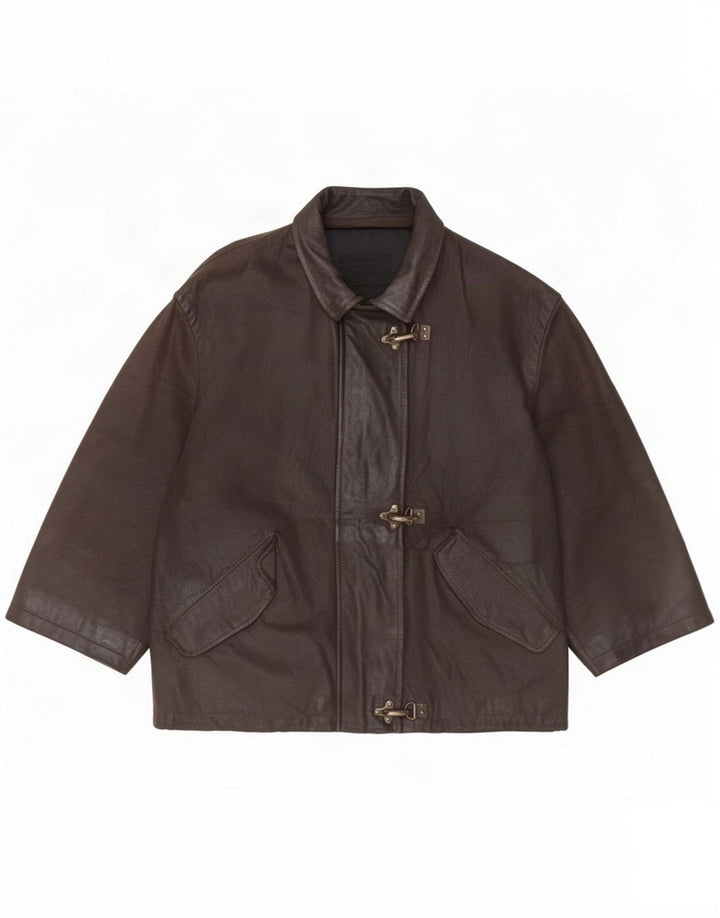 Vintage Veste en cuir femme IT 44 Marron moyen