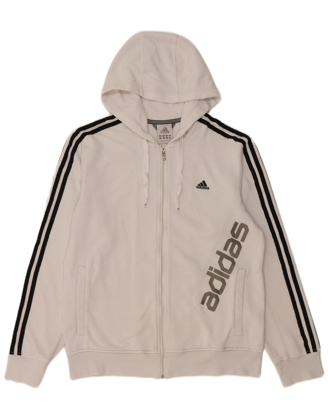Adidas Pull à capuche zippé graphique pour homme en coton blanc moyen