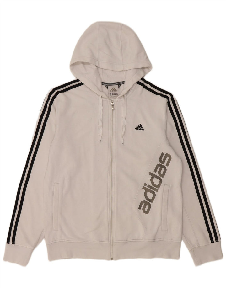 Adidas Pull à capuche zippé graphique pour homme en coton blanc moyen