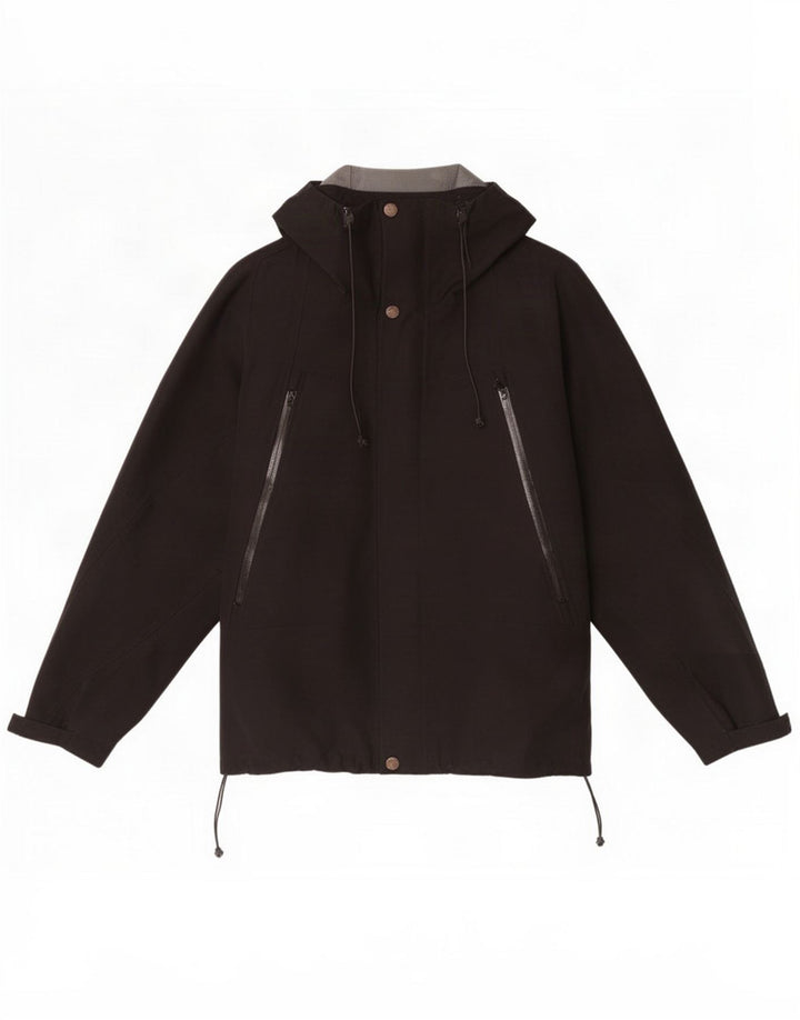 Vintage Veste de pluie à capuche pour homme IT 50 Large Black Nylon