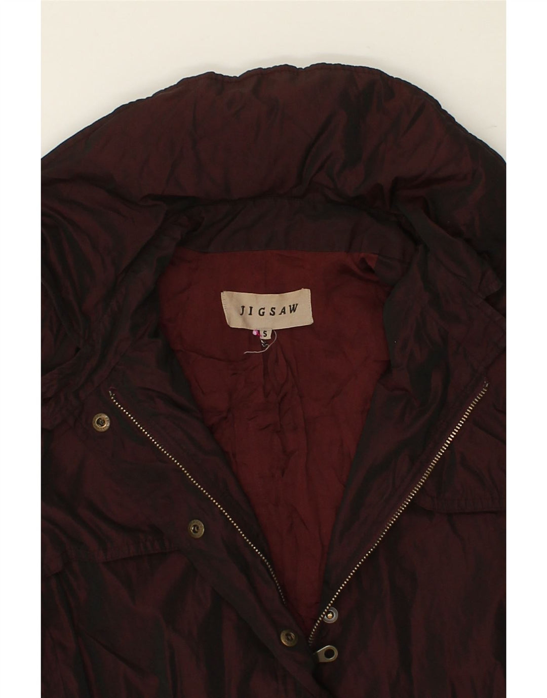 JIGSAW Womens Hooded Raincoat UK 10 Small Burgundy Vintage Jigsaw and Second-Hand Jigsaw from Messina Hembry 