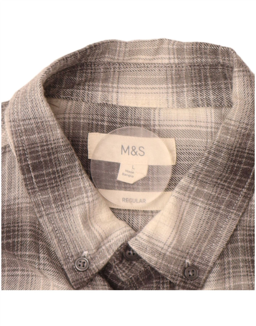 MARKS & SPENCER Chemise en flanelle coupe régulière pour homme en coton à carreaux gris
