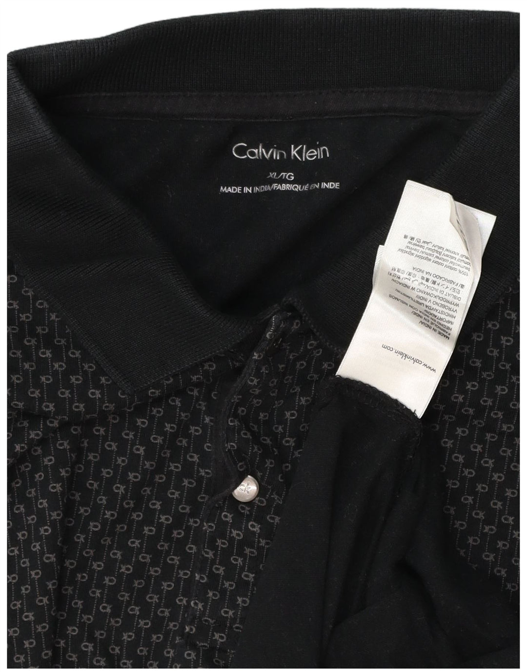 CALVIN KLEIN Polo Graphique Homme XL Noir Coton