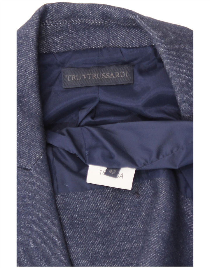 Trussardi Femme Veste Blazer Croisée À Manches 3/4 IT 42 Bleu Moyen