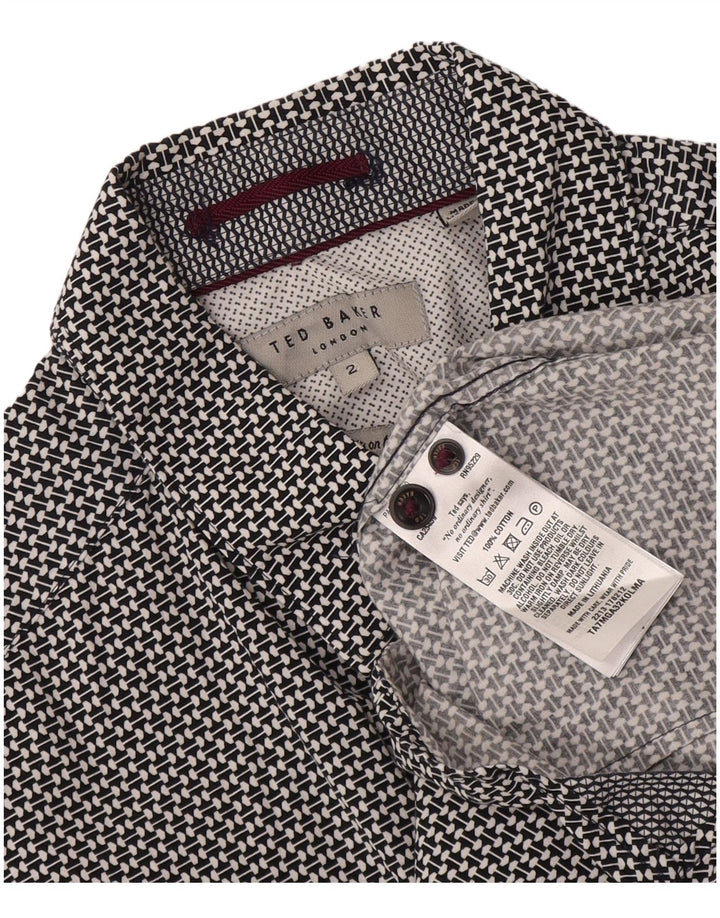 Ted Baker Chemise Homme Taille 2 Petit Coton Géométrique Noir