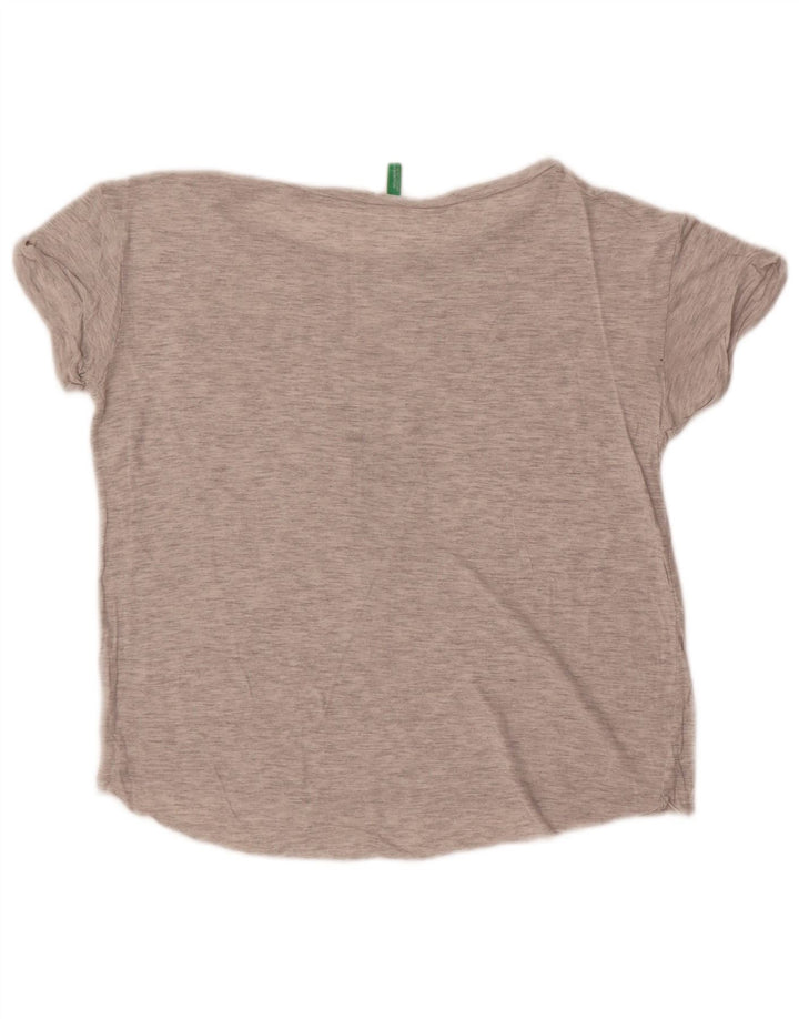 Benetton T-Shirt Graphique Femme UK 14 Gris Moyen Moucheté