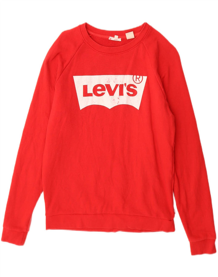 Levi's Sweat-Shirt Graphique Oversize Femme UK 6 XS Rouge Coton