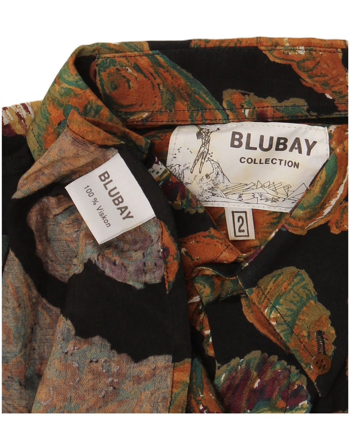 Chemise à manches courtes Vintage pour hommes, motif abstrait, Viscose noire moyenne