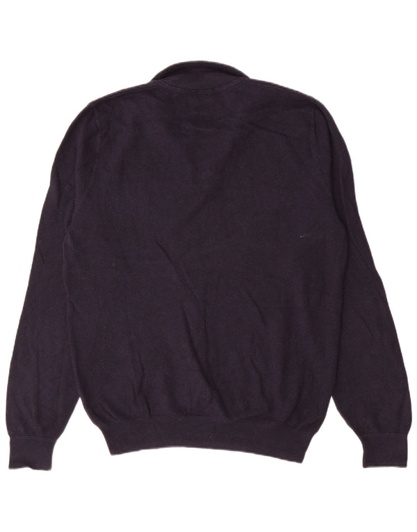 John Lewis Pull à col zippé pour homme en coton bleu marine Taille L