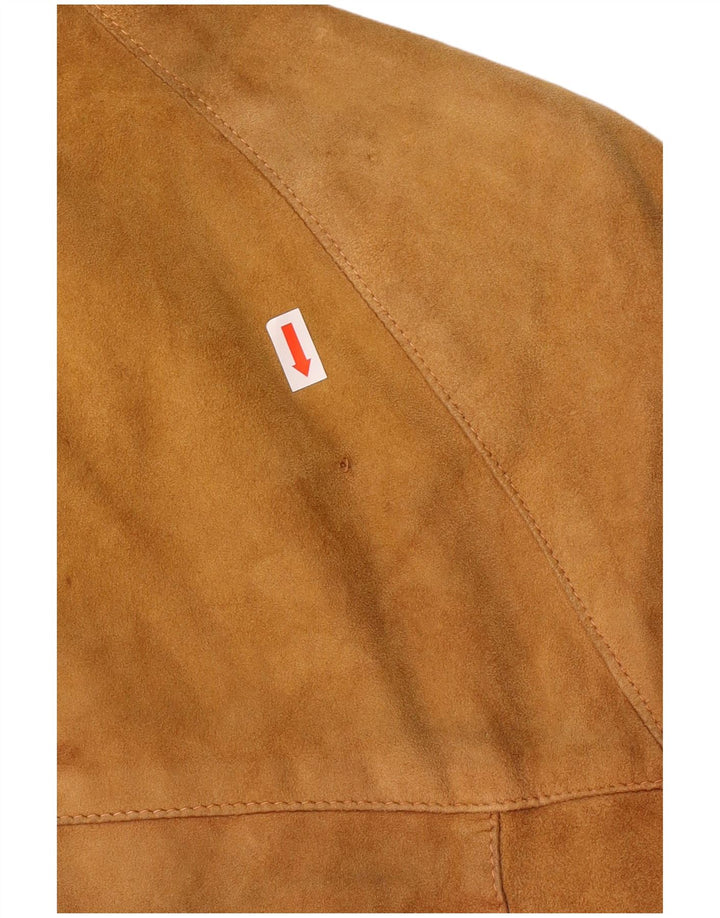 Veste en daim Bomber femme Vintage UK 12 cuir marron moyen