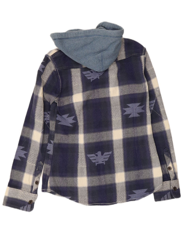 Superdry Chemise à Capuche Lumberjack Flannel Homme Bleu Moyen Plaid Aztec