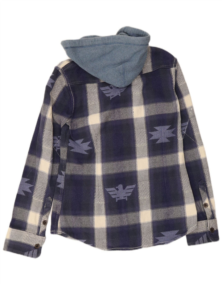 Superdry Chemise à Capuche Lumberjack Flannel Homme Bleu Moyen Plaid Aztec