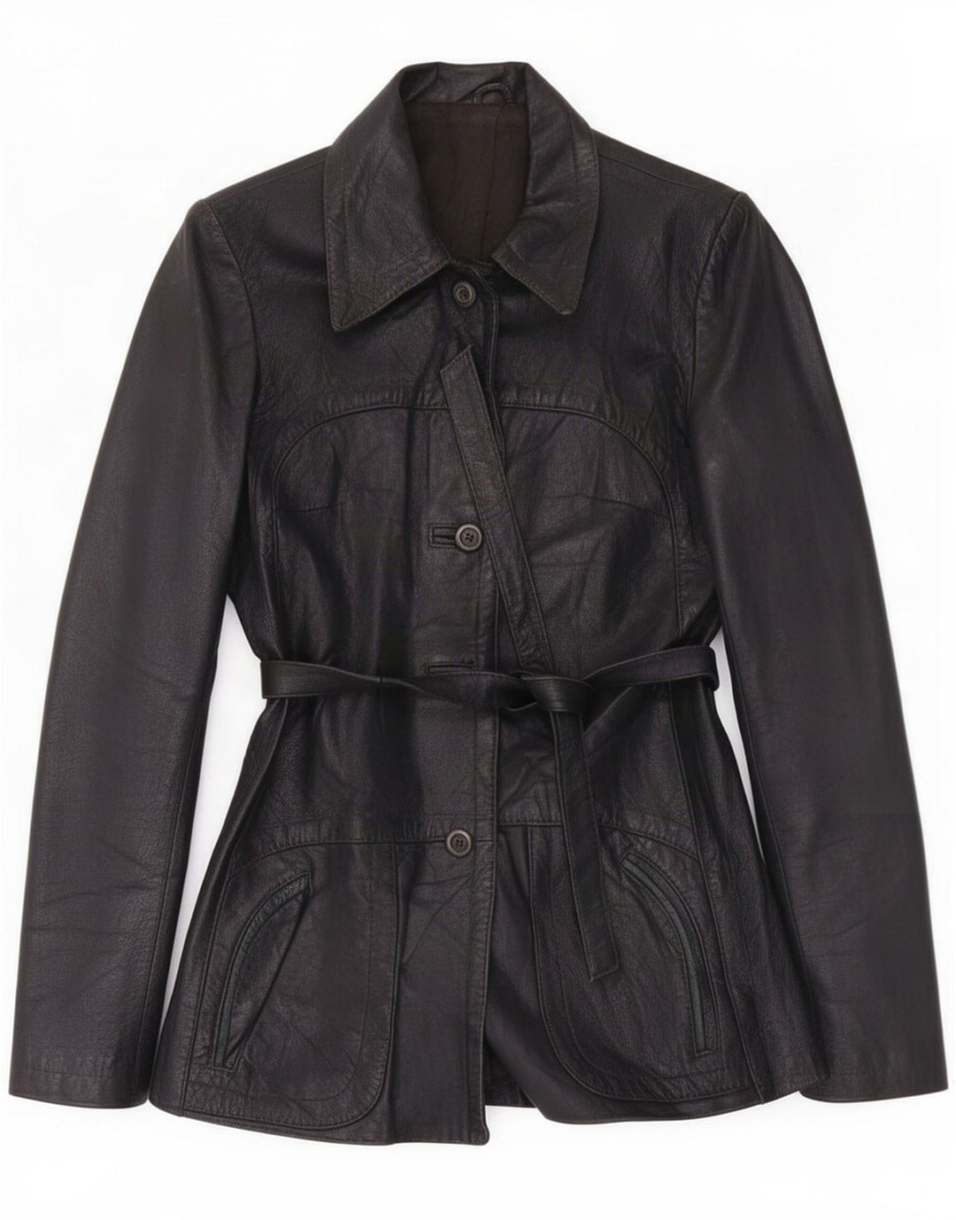 Vintage Veste en cuir pour femme UK 8 Small Noir