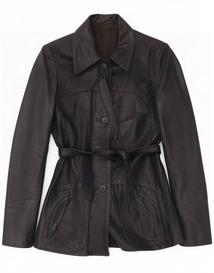 Vintage Veste en cuir pour femme UK 8 Small Noir