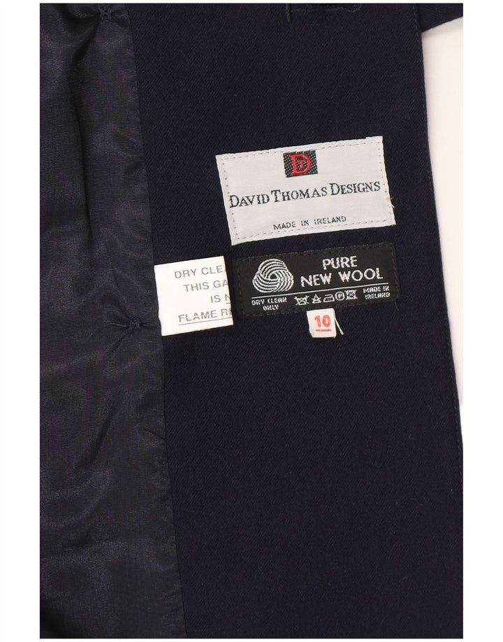 vintage Femme Double Breasted Blazer Veste UK 10 Petit Bleu Marine