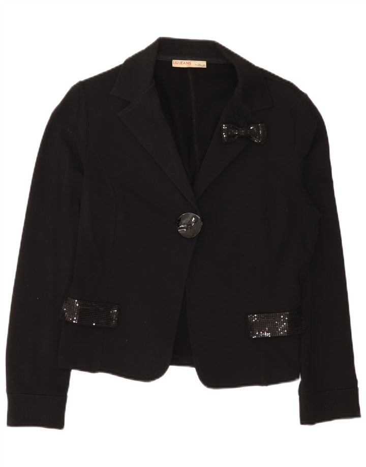 Liu Jo Veste Blazer 1 Bouton Femme UK 18 XL Coton Noir